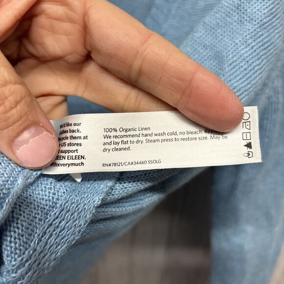 Womens Size S Eileen Fisher Oversized Deep V Neck Linen Sweater Blue EUC - Picture 5 of 6